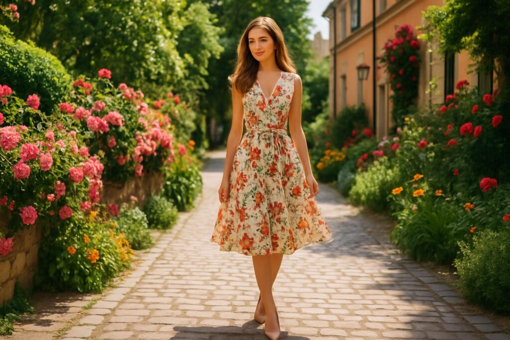 Szpilki do sukienki w kwiaty – letni poradnik